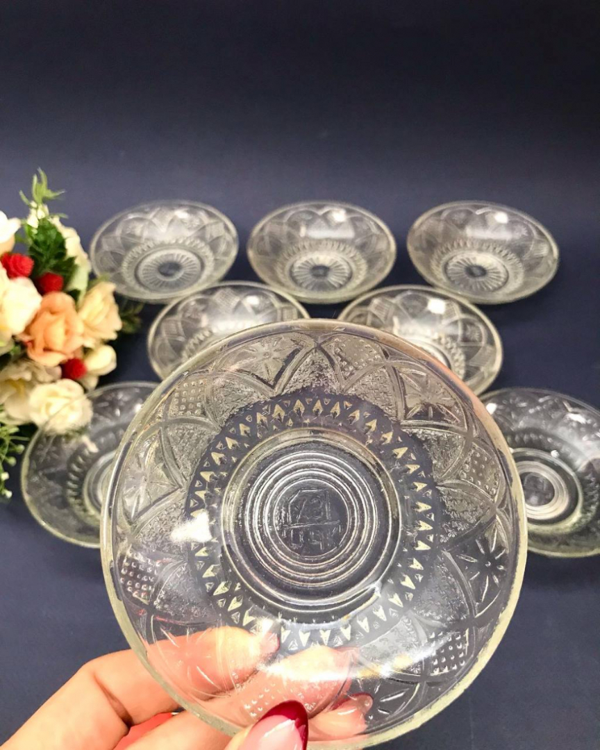 Блюдца/розетки, Дятьковский ХЗ 1963гг, винтаж, СССР. Набор 6шт. Картинка 1